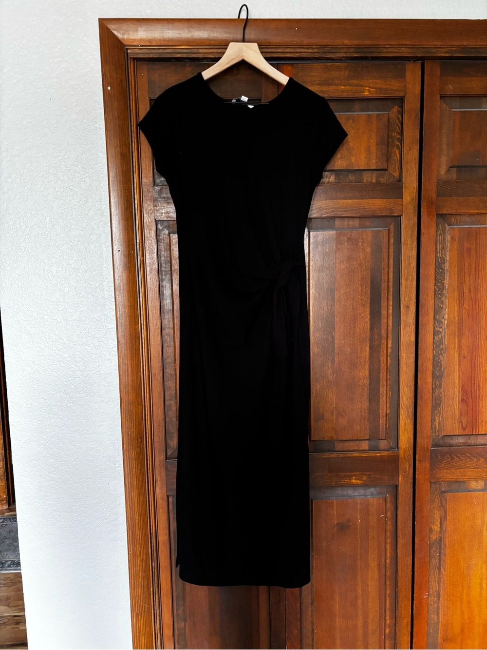 Magaschoni Black Midi Dress with Side Tie